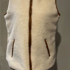 Old Navy White and Brown Fleece Vest